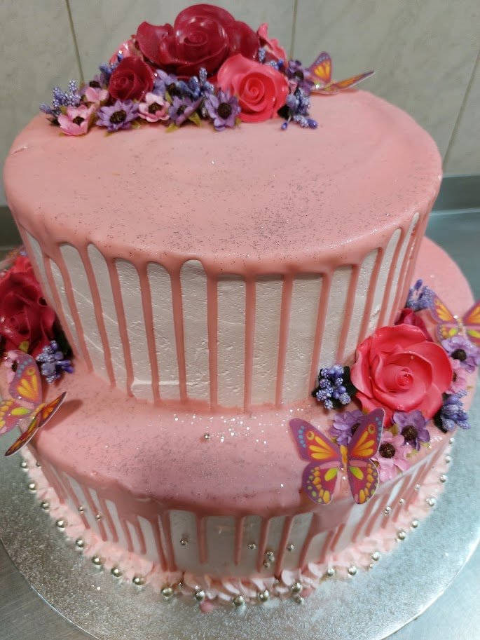 tarta para bautizo de niña 2 pisos